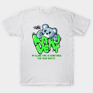 introvert graffiti style slogan with cartoon bear doll T-Shirt